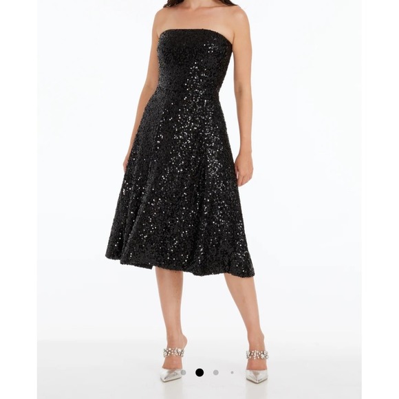 Dress The Population Black Sequin Dress Cocktail Christmas Party Size S NWT - Picture 7 of 10